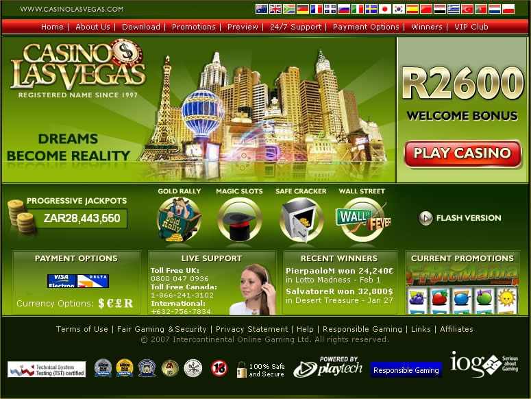 the image to gamble online at Casino Las Vegas in South African Rand